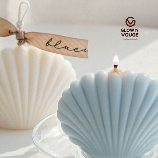 Glow n Vouge Seashell Scented Candle – 100% Soy Wax, Handcrafted Coastal Candle for Home & Gifting Pack of 1