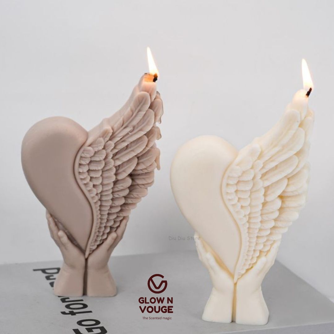 Glow n Vouge Heart with Wings Scented Candle – 100% Soy Wax, Handcrafted Romantic Candle for Love & Gifting Pack of 1