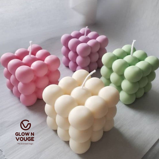 Glow n Vouge / Bubble Soy Wax Scented Candle – Handcrafted Aesthetic Candle for Home Décor & Gifting / (Large) / Pack of 2