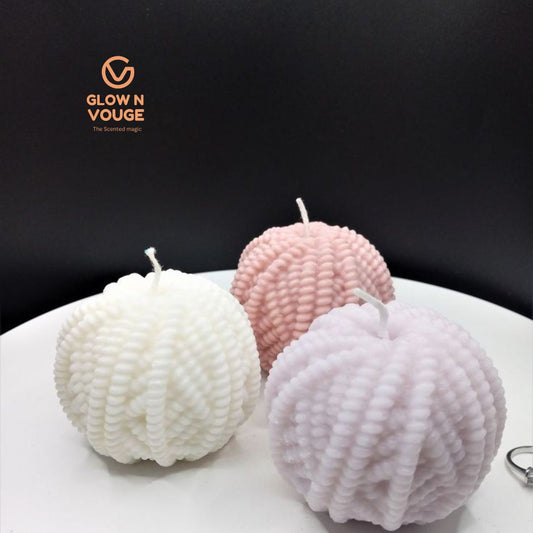 Glow n Vouge Wool Yarn Ball Scented Candle – 100% Soy Wax, Handcrafted Decorative Candle for Home & Gifting / Pack of 1