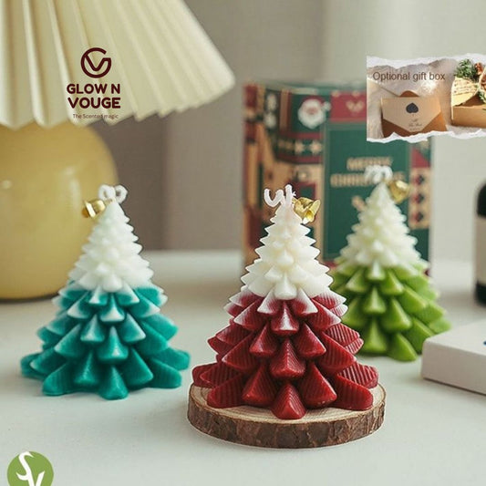 Glow n Vouge Mini Christmas Tree Scented Candle – 100% Soy Wax, Handcrafted Festive Décor & Gift Pack of 1