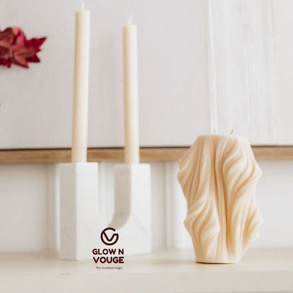 Glow n Vouge Wave Pillar Scented Candle – 100% Soy Wax, Handcrafted Aesthetic Candle for Home & Gifting Pack Of 1