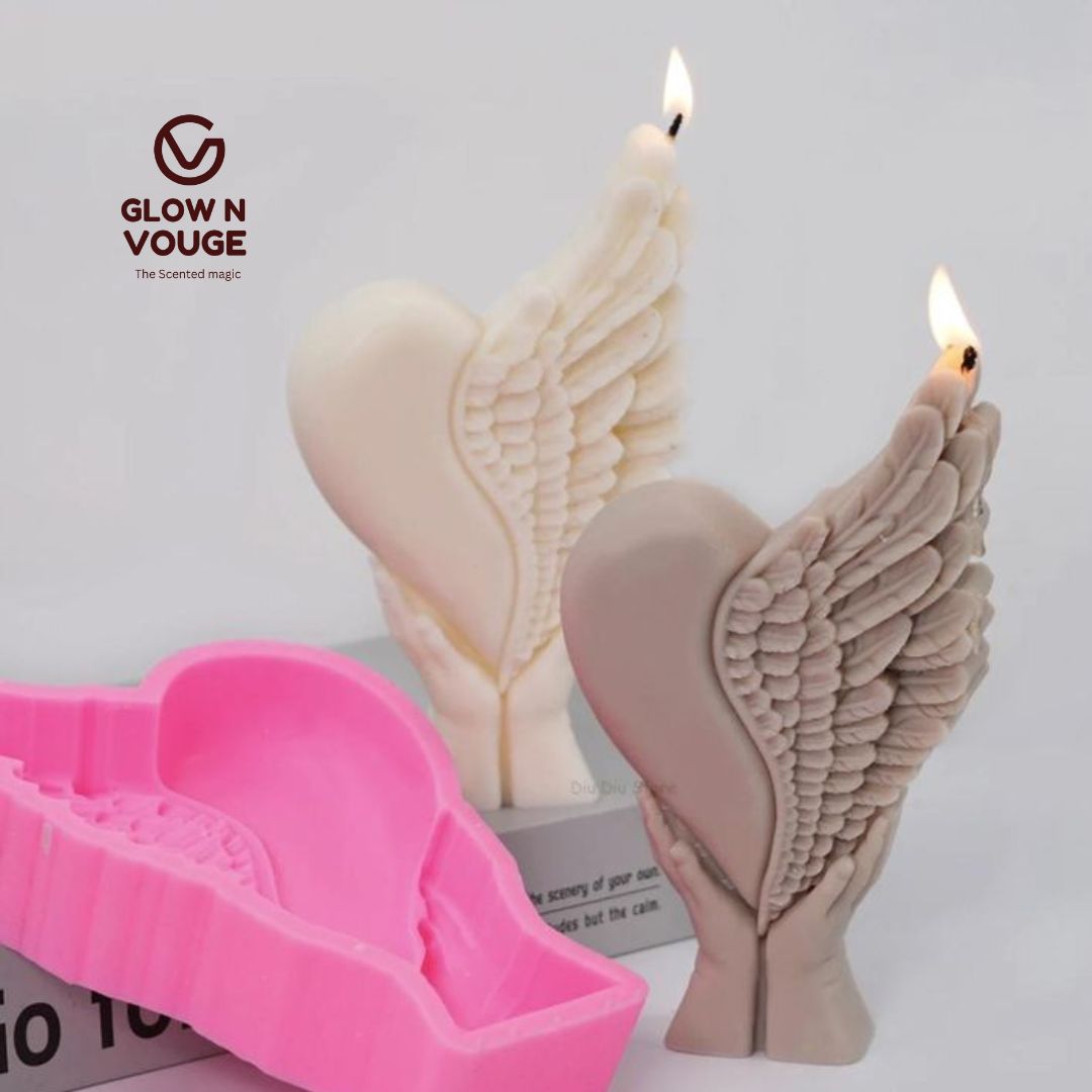 Glow n Vouge Heart with Wings Scented Candle – 100% Soy Wax, Handcrafted Romantic Candle for Love & Gifting Pack of 1