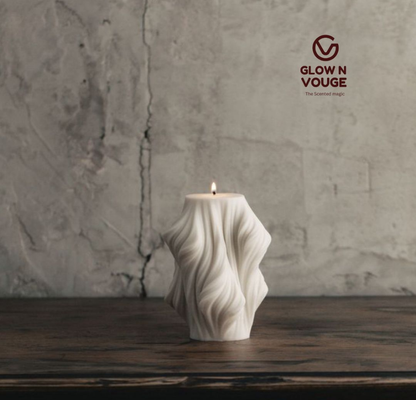 Glow n Vouge Wave Pillar Scented Candle – 100% Soy Wax, Handcrafted Aesthetic Candle for Home & Gifting Pack Of 1