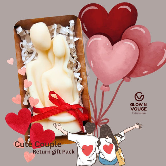 Glow n Vouge Special Gift Box – Cute Couple - Scented Candle, 100% Soy Wax / Romantic Gift for Love & Anniversaries"