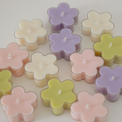 Flower-Shaped Tealight Candles – 100% Soy Wax, Handcrafted Floral Tealights for Home & Gifting Pack of 4