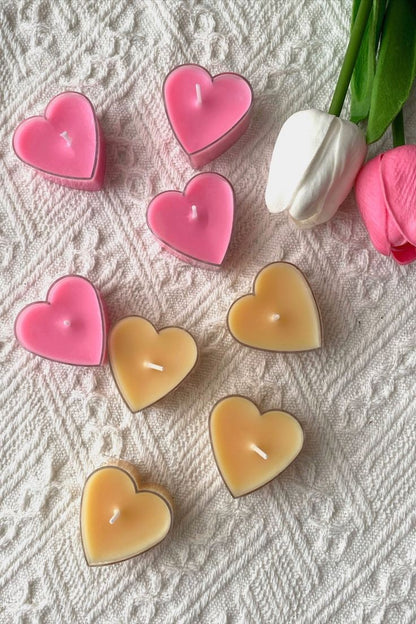 Heart-Shaped Tealight Candles – 100% Soy Wax, Handcrafted Romantic Tealights for Home Pack of 4