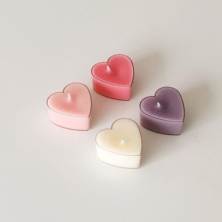 Heart-Shaped Tealight Candles – 100% Soy Wax, Handcrafted Romantic Tealights for Home Pack of 4